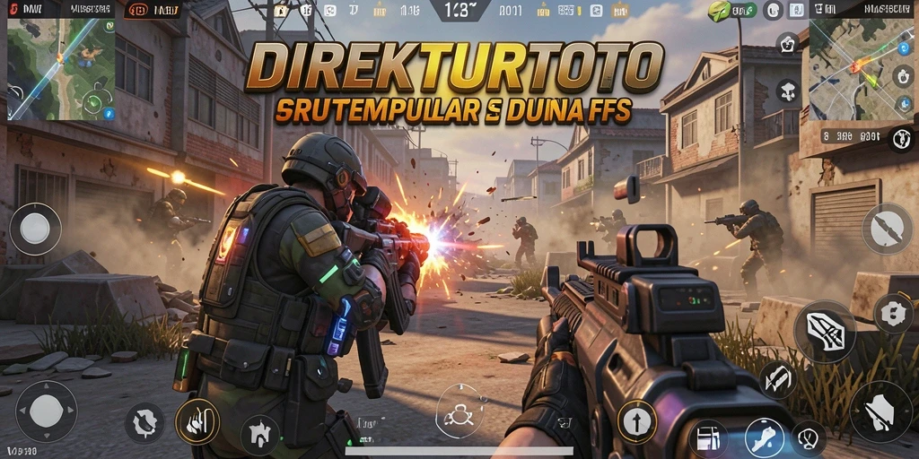 Screenshot menampilkan aksi tembak-menembak intens di DIREKTURTOTO.