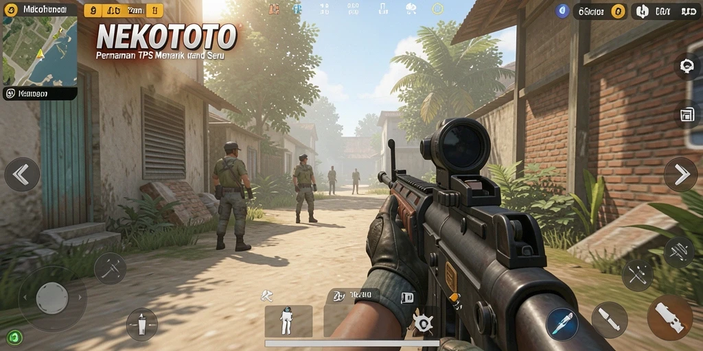 Screenshot gameplay NEKOTOTO yang mendebarkan di arena TPS.